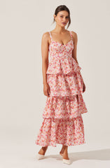 Midsummer Eyelet Tiered Floral Maxi Dress