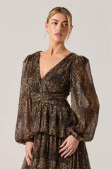 Anora Leopard Tiered Maxi Dress