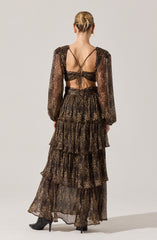 Anora Leopard Tiered Maxi Dress