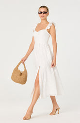 Wedelia Ruffle Strap Eyelet Corset Midi Dress