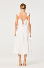 Wedelia Ruffle Strap Eyelet Corset Midi Dress