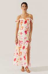 Kitura Cold Shoulder Floral Maxi Dress