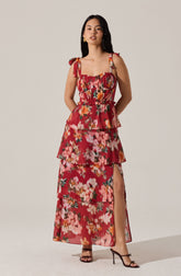 Mellorie Sweetheart Tiered Floral Maxi Dress