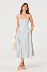 Vinya Plaid Bow-Back Midi Dress