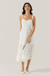 Tenna Floral Lace Bustier Midi Dress