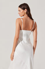 Zoie Satin Ruffle Midi Dress