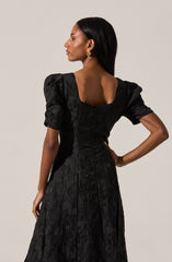 Mosella Jacquard Puff Sleeve Midi Dress