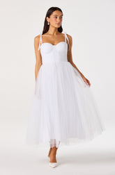 Karyme Polka Dot Tulle Midi Dress
