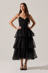 Theiria Pleated Tiered Midi Dress