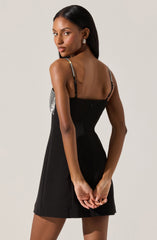 Halya Contrast Sequin Bow Dress