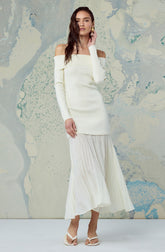 Lidia Off-Shoulder Pleated Midi Dress