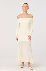 Lidia Off-Shoulder Pleated Midi Dress