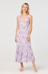 Symone Floral Godet Midi Dress