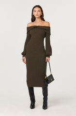 Tilde Off Shoulder Midi Sweater Dress