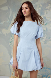 Kattie Puff Sleeve Bubble Hem Mini Dress