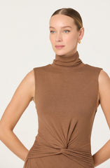 Riana Turtleneck Twist Front Maxi Dress