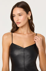 Lezith Faux Leather Maxi Dress