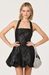 Jinx Jacquard Halter Mini Dress
