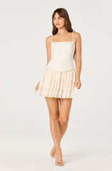 Kiarra Bow Strap Corset Lace-Up Mini Dress