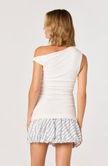 Rachael Mixed Media Off-Shoulder Mini Dress
