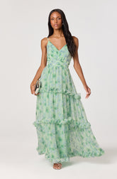Ayanna Floral Pleated Tiered Maxi Dress