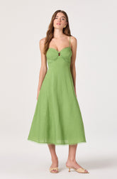 Christie Sweetheart Linen Midi Dress