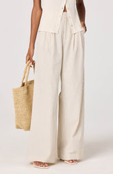 Neha Striped Linen High-Rise Wide Leg Pants