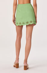 Taniya Embroidered Linen Mini Skirt