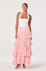 Maia Plaid Tiered Maxi Skirt