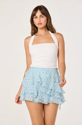 Madeleine Plaid Tiered Mini Skirt