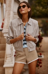 Reid Plaid Elastic Hem Jacket