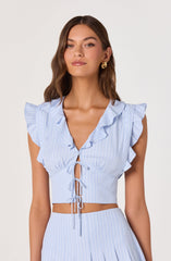 Zira Ruffle Trim Tie-Front Top