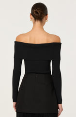 Lidia Ribbed Off Shoulder Sweater