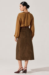 Ashton Pleated Ruffle Trim Top