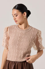 Elize Contrast Cable Knit Sweater