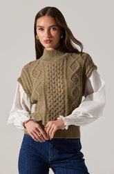 Angeline Contrast Cable Knit Sweater