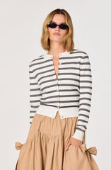 Tawni Striped Button-Front Cardigan