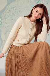 Darthy Textured Knit Crest Button Lady Jacket