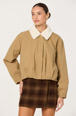 Raevin Faux Fur Collar Bomber Jacket