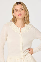 Meadow Floral Appliqué Collar Cardigan