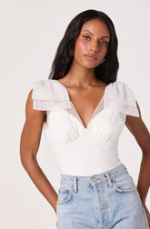Maelie Tulle Bow-Detail Tank Bodysuit