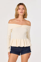 Tiarra Off-Shoulder Peplum Sweater