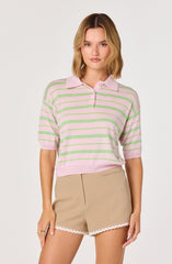Scottie Striped Knit Polo Sweater