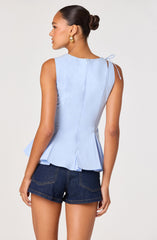 Kalish Shoulder Tie Peplum Top