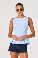 Kalish Shoulder Tie Peplum Top