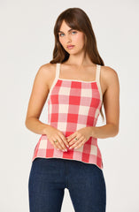 Sue Check Square-Neck Top