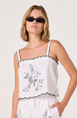 Sadie Embroidered Linen Crop Top