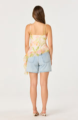 Mejra Floral Ruffle Asymmetric Cami