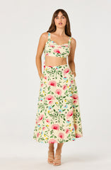 Myria Floral Tie-Strap Cropped Bustier Top