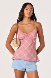 Kirsten Plaid Lace Trim Top